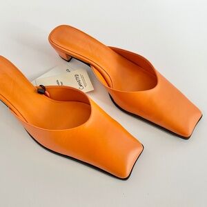 Mango - Heel leather mules